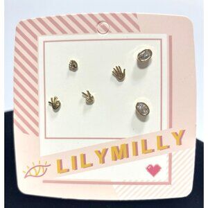 Lily 3 Pair Mismatched Stud Earrings Set Creative Style Fashion Jewelry *READ*